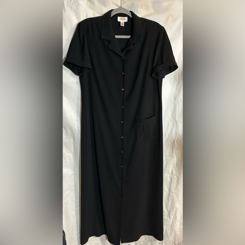 Talbots Maxi Dress Sz 14 Black Pocket Event Resort Office Vtg LBD